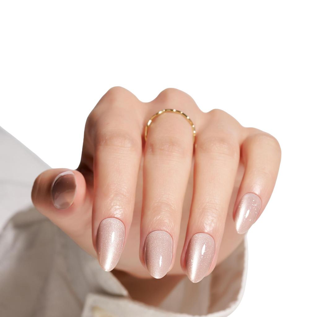 Cat Eye Wearable False Nails - Simple Whitening, Removable, High-End Nail Patches