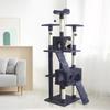 BILLY Arbre a chat gris foncé 50 x 50 x 170 cm - 5 plateformes, 2 escaliers, 2 niches, porteaux a griffer