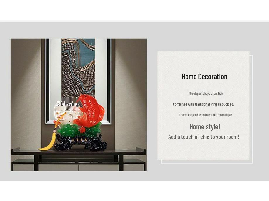 Yearly Abundance Fish Ornament: Home Decor for Living Room, Wine Cabinet, TV Stand - Perfect Housewarming Gift