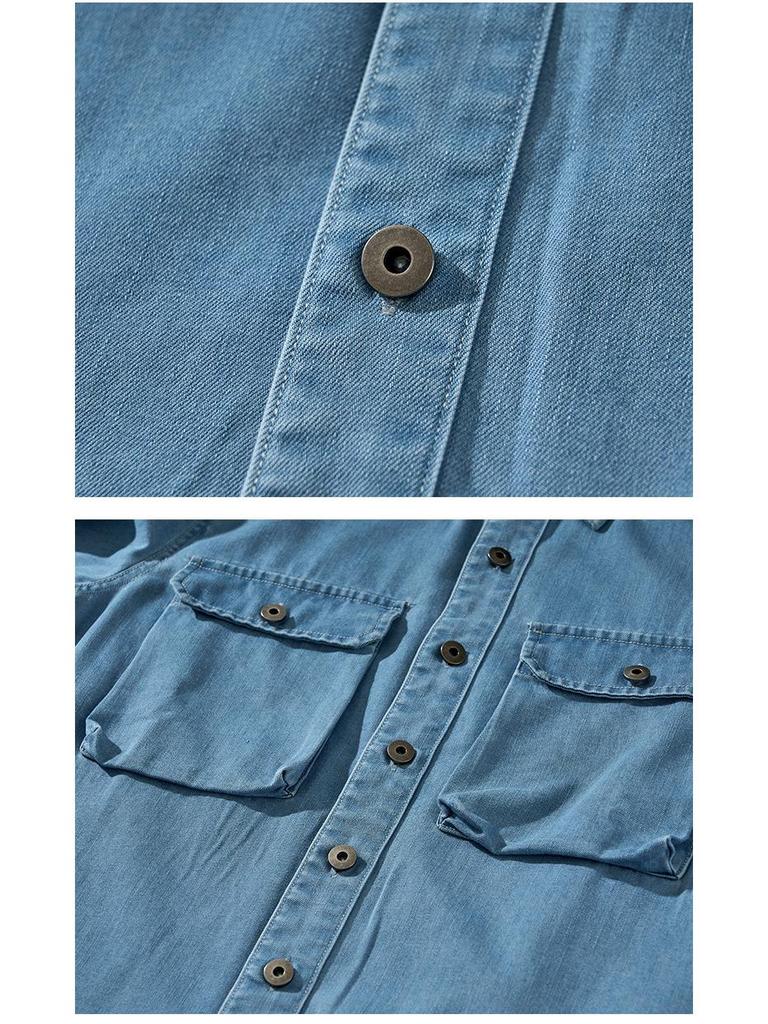 Men's Slim-Fit Denim Shirt Jacket - Trendy, Versatile, Japanese-Inspired Casual Wear