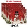 2/4/6pcs Red Snowman Winter Placemats Seasonal Christmas Holiday Table Mats, Suitable for Party Kitchen Restaurant Decoration, Holiday Dining Setup,