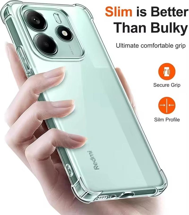 Shockproof Clear Case For Xiaomi Redmi Note 14 4G 5G Slim TPU Soft Camera Shockproof Cover On Redmy Note14 Note 14 Pro+ 5G Bag