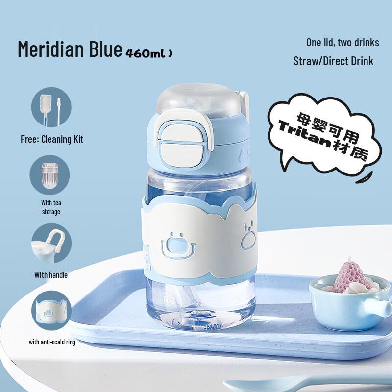 RELEA Tritan Dual-Drink Water Bottle with Straw and Handle