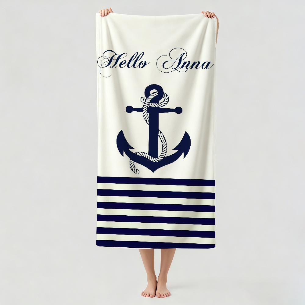 Fashion print Blue Anchor Towel Drying Bath Towel Applicable To Light Swimming Camping Yoga Beach Out
