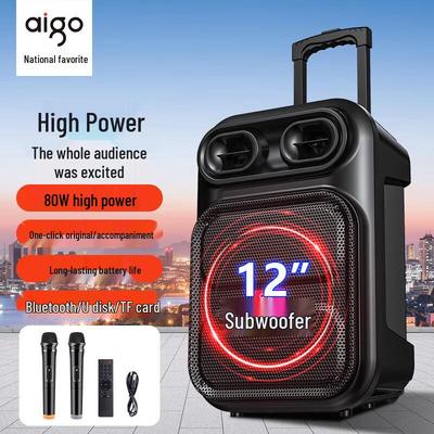 Aigo S56 12-Zoll tragbarer Bluetooth Karaoke-Trolley-Lautsprecher CN-Stecker (Adapter enthalten)