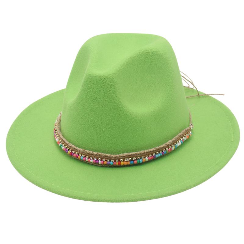 Pălărie înaltă Stil Etnic Lanț de Mărgele Lucrat Manual Pălărie Jazz Pălărie Fedorado pentru Spectacol Culoare Pălărie