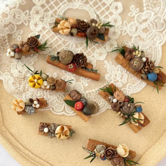 Dried Wood Fruit Refrigerator Magnet Handmade Rustic Natural Plants Pine Cone Decorative Fridge Magnet Photo Holder Home Office Decor