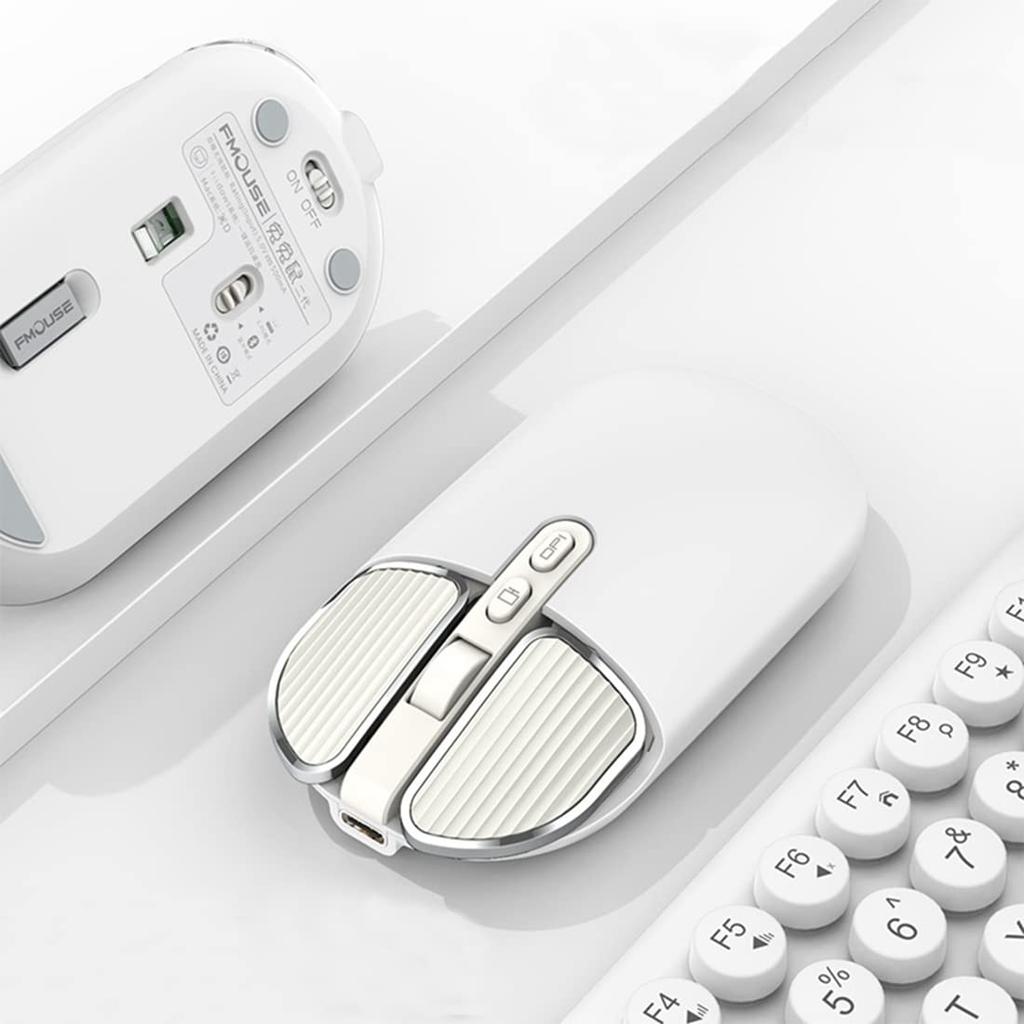 2.4GHz USB Wireless Bluetooth 5.1 Mouse, Dual Mode, Quiet, Ultra-Thin, Rechargeable, Compatible with iPhoneiPad iOS13 and Above, MacBookAndroid