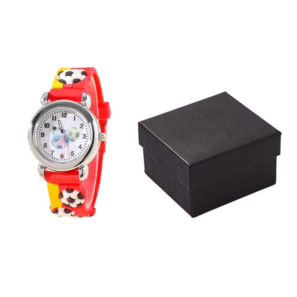 1pc/2pcs-Fashionable Cartoon Football Children's Quartz Watch, Watch Bracelet, Box Set, Ideal Choice for Gift Giving