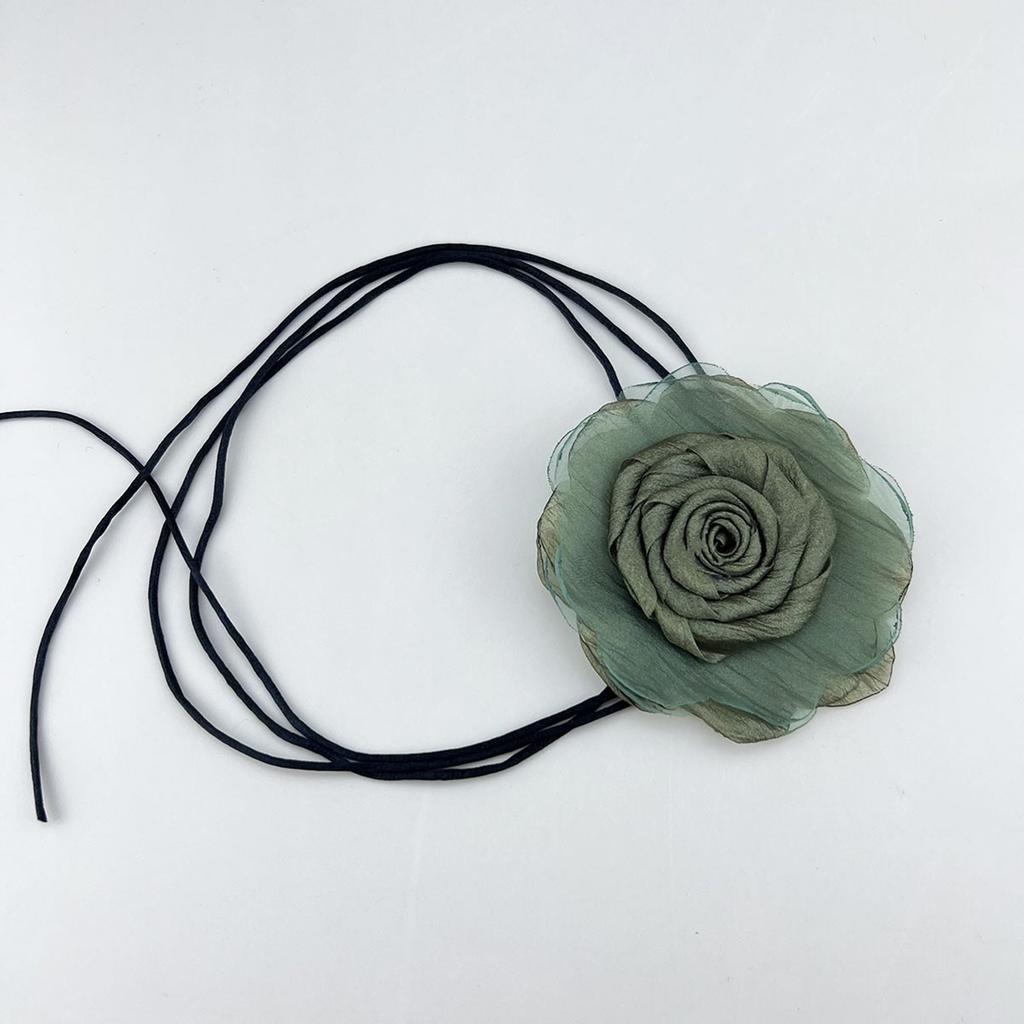 Exquisite Fabric Rose Choker Necklace Delicate Floral Neckband Versatile Neck Jewelry for Parties Birthdays and Weddings