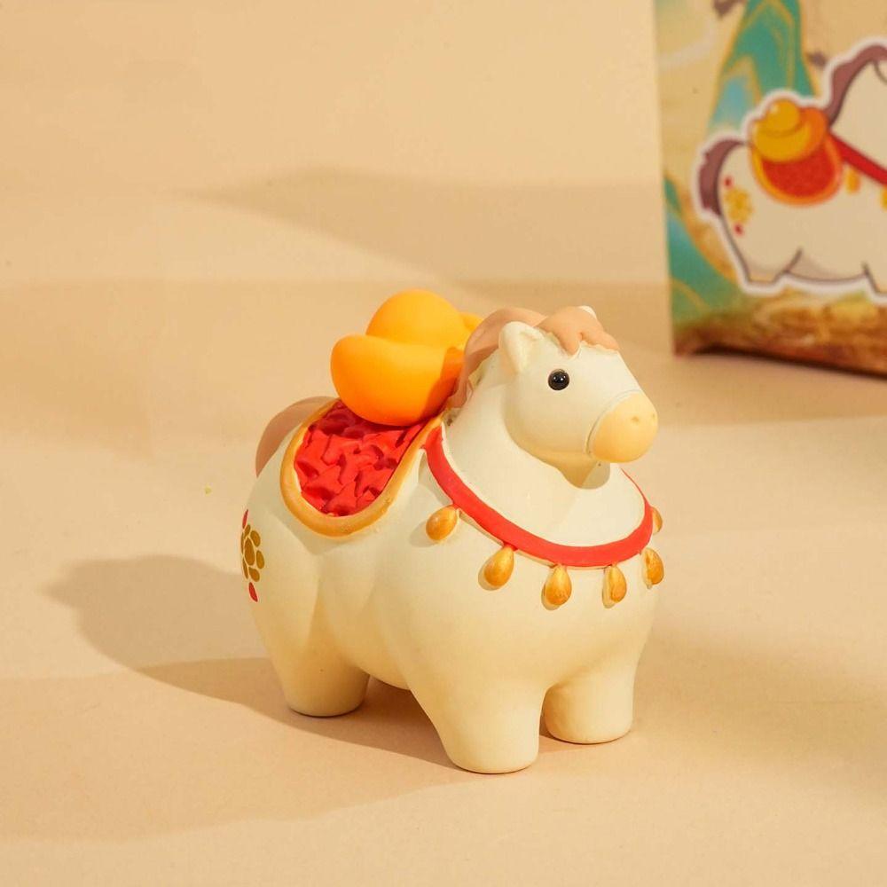 Kawaii Cute Pony Ornament Horse Mascot Resin Zodiac Horse Figurines Chinese Style New Year Gift Horse Year Dolls Home Decoration