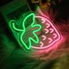 Strawberry Neon Sign, Girly Room Decoration Aesthetic Led Neon Signs, Strawberry Room Decoration Dessert Shop Decoration Neon Light Sign 11.81″ ×