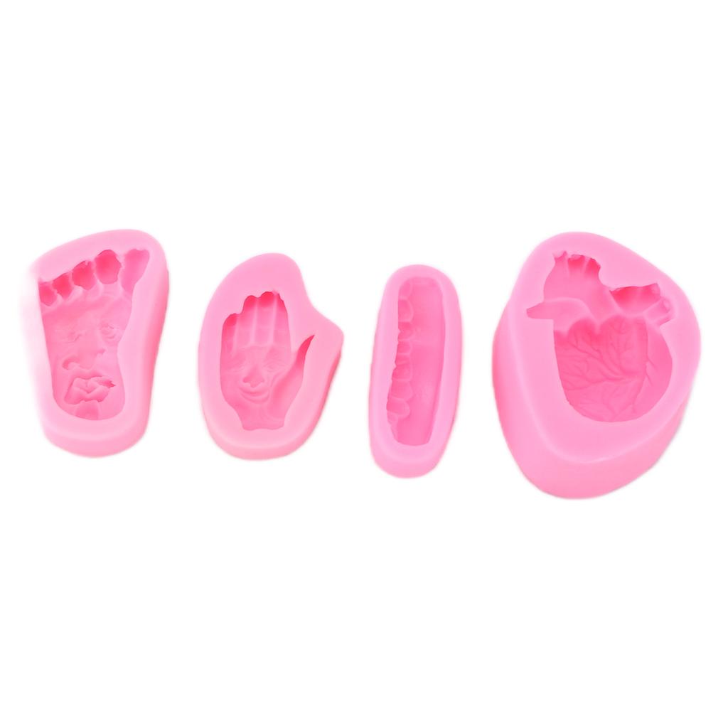 4 Stück Halloween Silikonform Sohle Handfläche Herz Hochtemperaturbeständigkeit Antihaft Halloween Backform für Zuhause Bäckerei