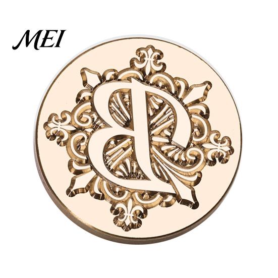 Decorative Wax Seal Stamp Iris A-Z Initial Alphabet Head, Brass Engraved Vintage Sealing Head for Wedding Invitations Envelopes Journal Gift Packaging