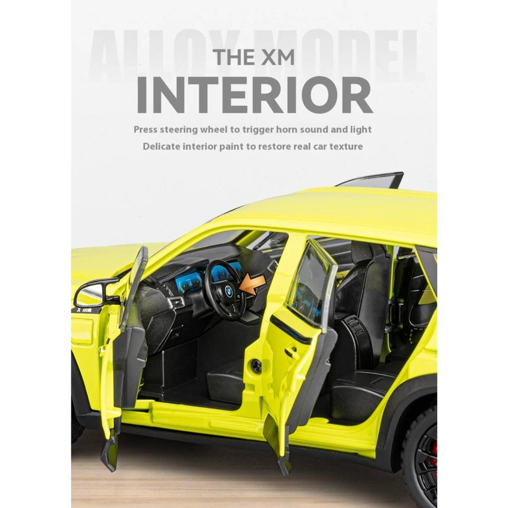 1/24 BMW XM Legierung Metall Druckguss Modellauto Druckguss Sound & Licht Kinderspielzeug Geschenke mit Sammlerstücken für Kinder Hobbys Geschenk Jungen