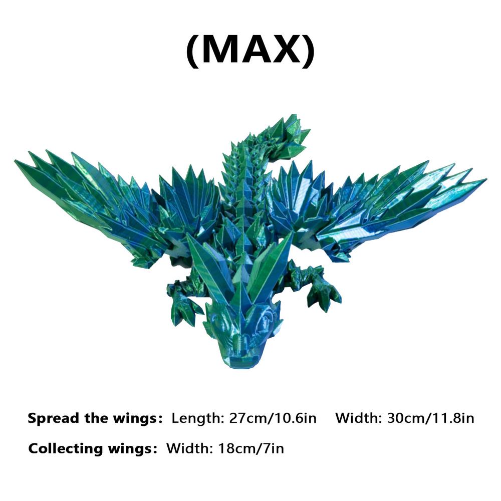 Kreatives Weihnachtsgeschenk 3D-gedruckte bewegliche Kristall-Drachen-Skulptur Mysteriöser Drache Spielzeug zum Zappeln Landschaftsdekoration