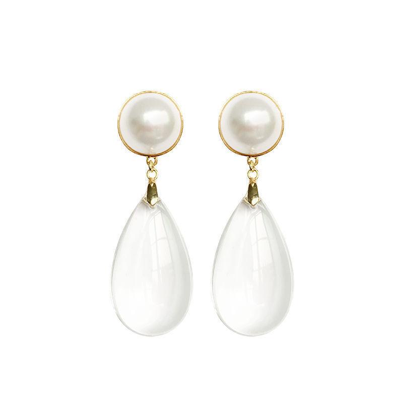 Vintage Style Large Gemstone Earrings With Elegant Water Drop Design For Women