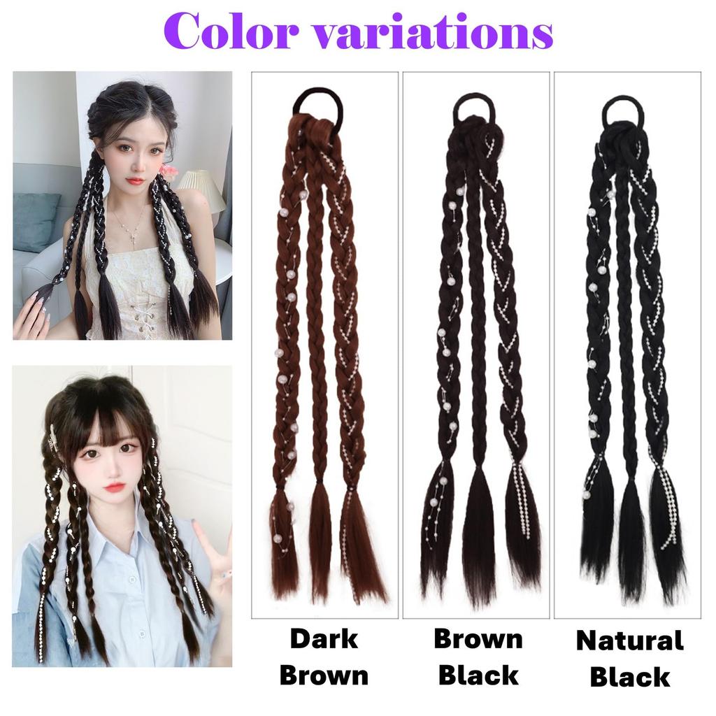 NOELAMOUR Hair Extensions, Wig, Braids, Pigtails, Kids' Hair Extensions (Black)