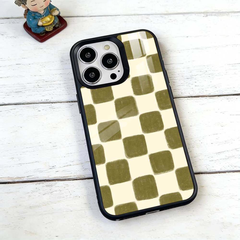 Green & Orange Check Phone Case For iPhone17,16,15,14,13,12,11 Plus,Pro Magnetic with Magsafe Wireless Charging
