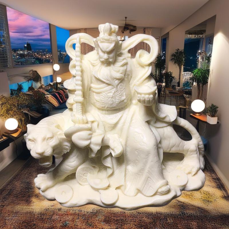 Riding Tiger-Zhao Gongming God of Wealth Statue -Chinese Buddhist Figures Home Room Office Feng Shui God of Wealth Statue