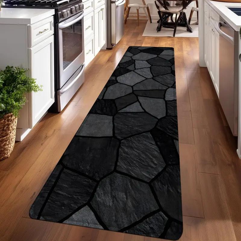 Luxuriöser geometrischer Flanell-Läufer Teppich Rutschfeste lange Bodenmatte Eingang Küche Schlafzimmer Heimdekoration 50x160cm 20x63inch brown