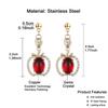 Elegant Red Apple Zircon Pendant Earrings - European and American Style, Stainless Steel