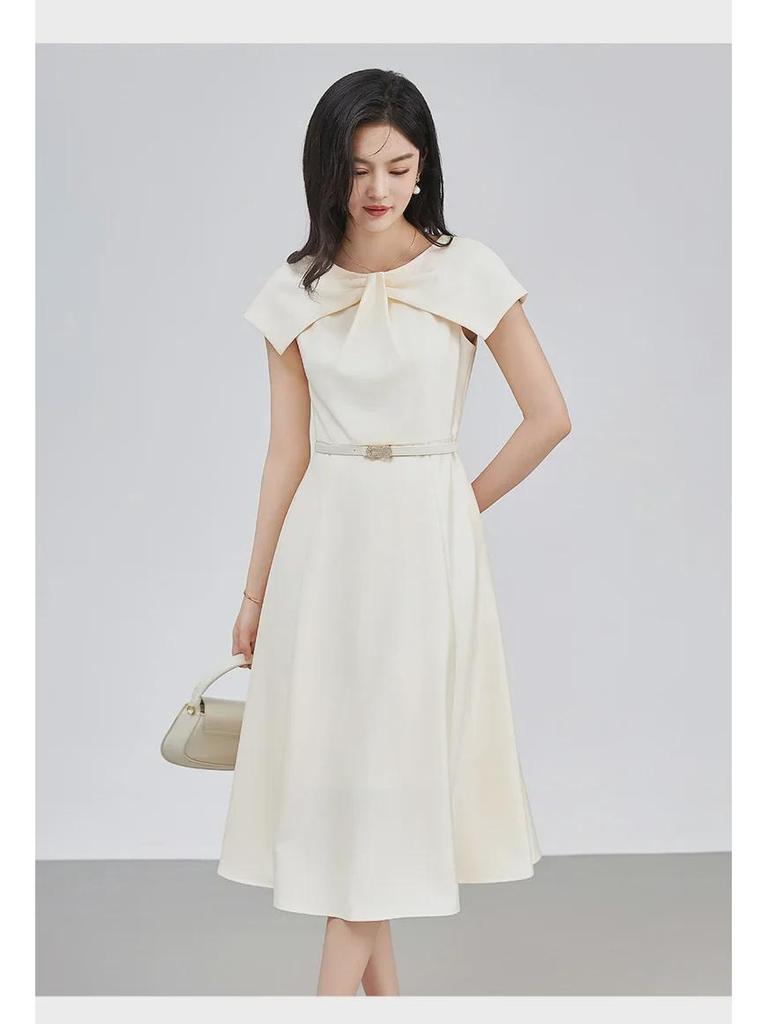 Elegant French Fashion Cape Sleeve Slim Dress