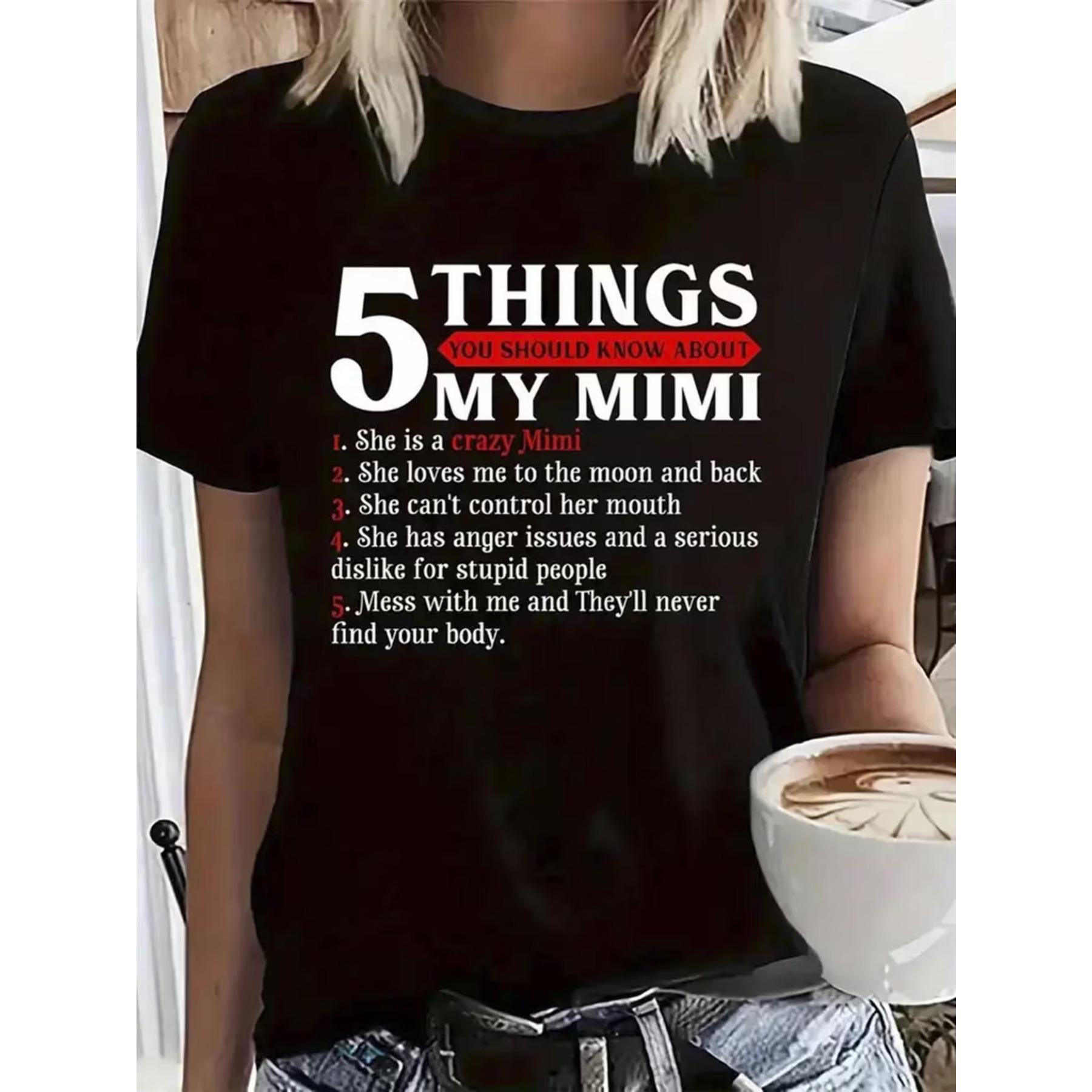 

Womens I Should Know about My Mimi T-Shirt - Cool, Breathable & Comfortable Black Tee with Red Lettering, Perfect for Summer XXL