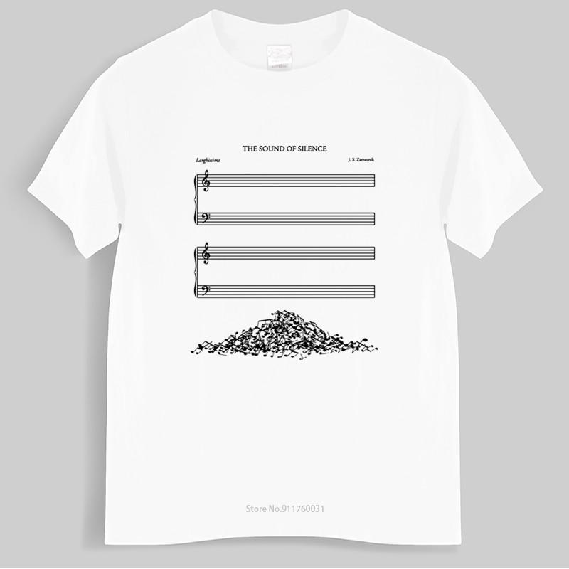 Homme T Shirt Summer Unisex Tshirt The Sound of Silence T Shirt Sheet Music Visual Puns Punny Simon and Garfunkel Brand Top Tees