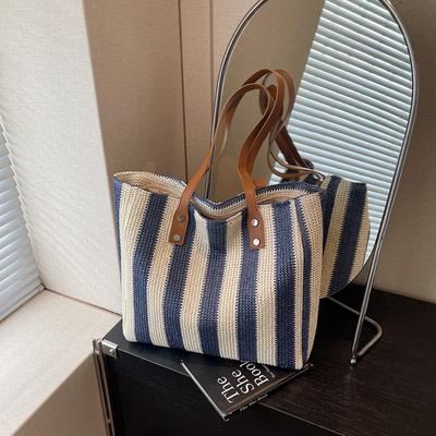 Neue Urlaubsstil Stroh gewebte Tasche Damentasche Strandtasche Schultertasche handgewebte Tasche Pendler große Kapazität Tragetasche