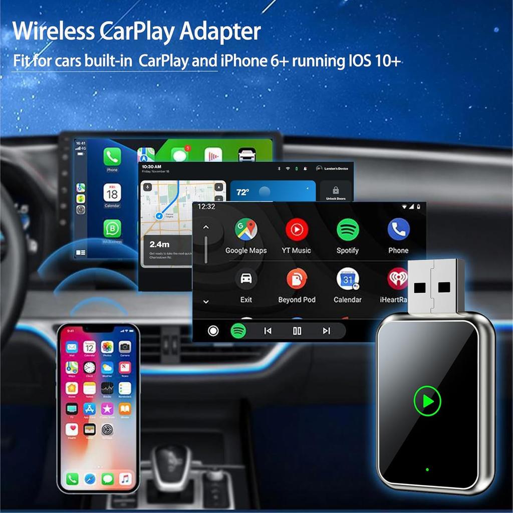 Wireless CarPlay adapter for iPhone, plug and play, for 2015 and later cars