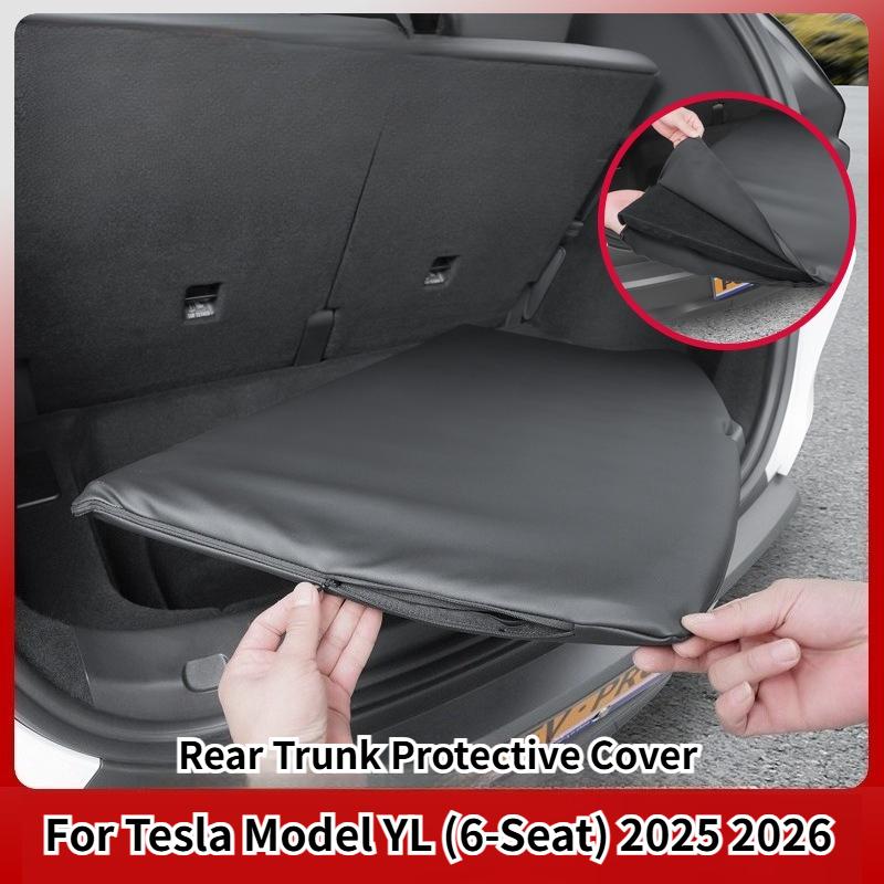 Trunk Protective Cover Pad for Tesla Model YL 6-Seat 2026 PU Leather Fully Wrapped Protective Cover for Rear Trunk Partition