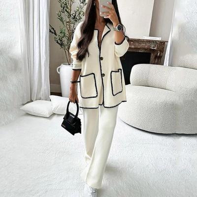 Costum de damă Toamnă Nouă Modă Casual Larg Culoare Solidă Set din două piese
