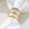 Delicate Fashion Blue Zircon CZ Rings for Women Elegant Gold Plated Stackable Ring Set Vintage Jewelry Wedding Party Gifts