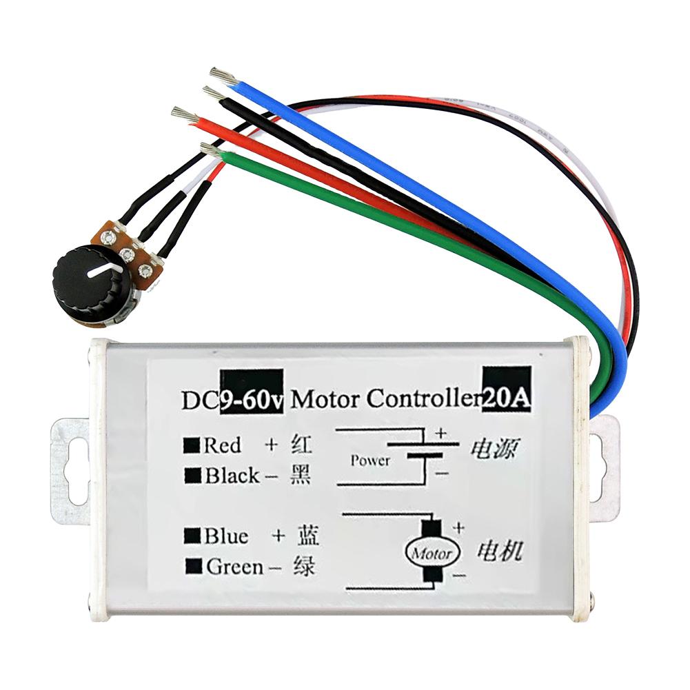 Stepless Motor Pulse Width Modulator Regulator DC 9V-60V 12V 24V 60V 20A DC Motor Controller PWM Speed Regulator