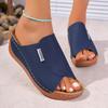 Large Size Platform Casual Slippers Women's Shoes 2025 New Wide Strip Simple and Fashionable Fish Mouth Wedge Slippers