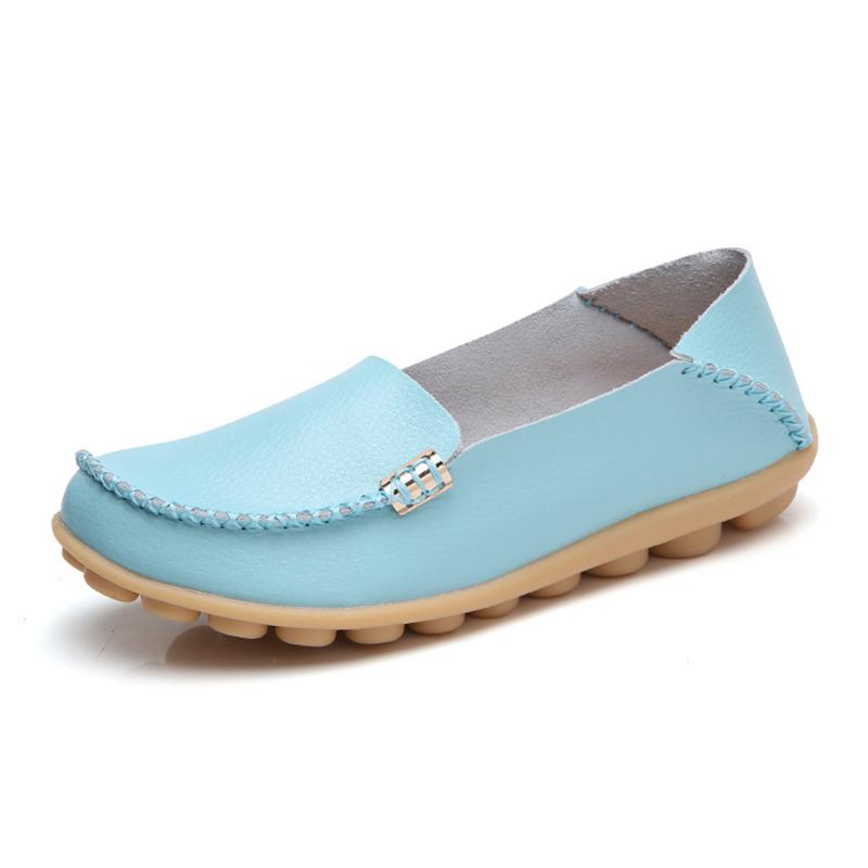 Genuine Leather Fashion Women Flats Retro Shoes Women Moccasins Nurse Shoes Casual Ballet Flats Soft Plus Size Shoes
