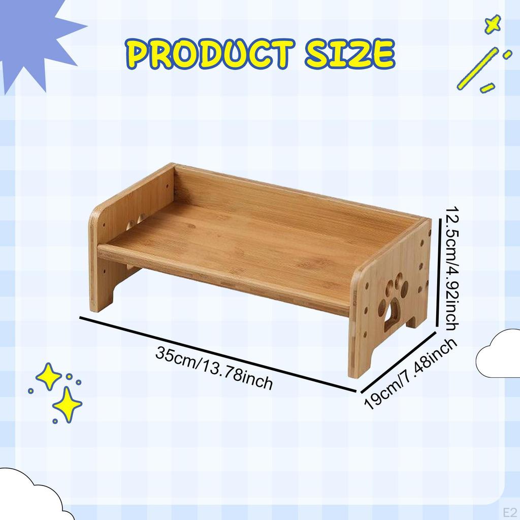 Support pour gamelles Haut, Gamelles Non Incluses, Bambou, pour Chiens Moyens Grands Animaux de Compagnie Chat Table pour Nourriture, Alimentation Chien