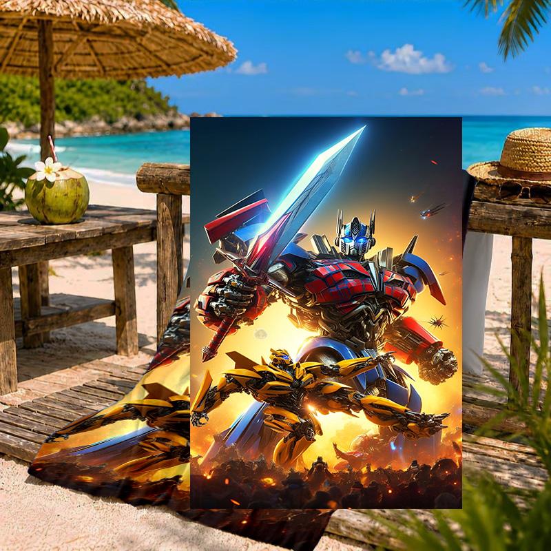 Car robots Battle Beach Towel Microfiber Beach Towel, Lightweight and Quick-Dry, for Summer Travel, Swimming Pool Fan Birthday Gift