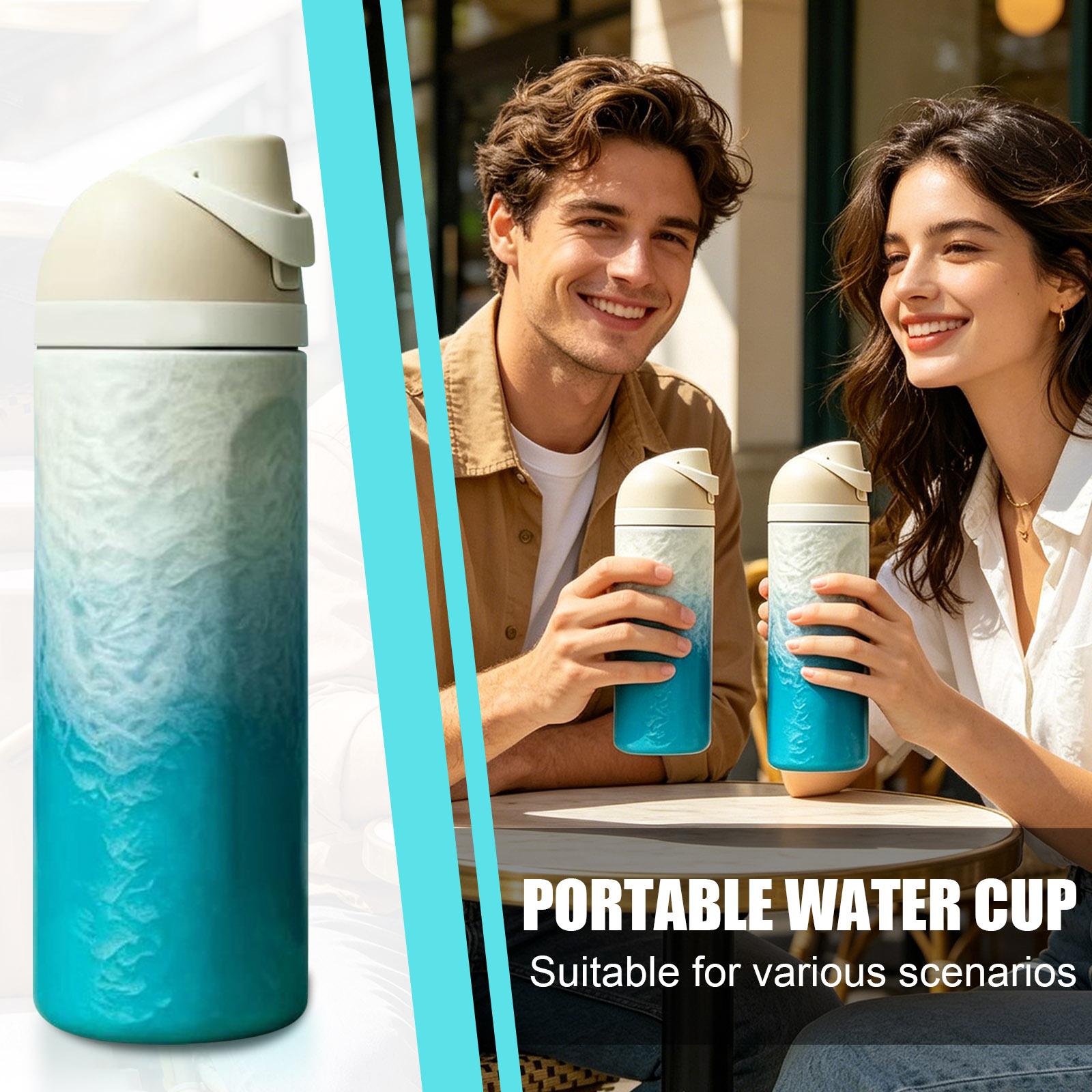 

24oz Double Wall Vacuum Insulated Stainless Steel Water Bottle Leak Proof Travel Mug with Flip Lid for Hot and Cold Beverages One Size білий