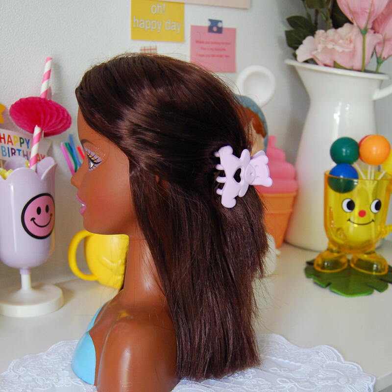 

Mini Teddy Bear Matte Hair Clip (3 Colors) (1) Pink