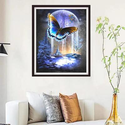 5D Diy Diamond Painting Butterfly Flying To The Moon Cross Stitch Set Full Diamond Embroidery Mosaic Art Picture of Rhinestones Decor Gift