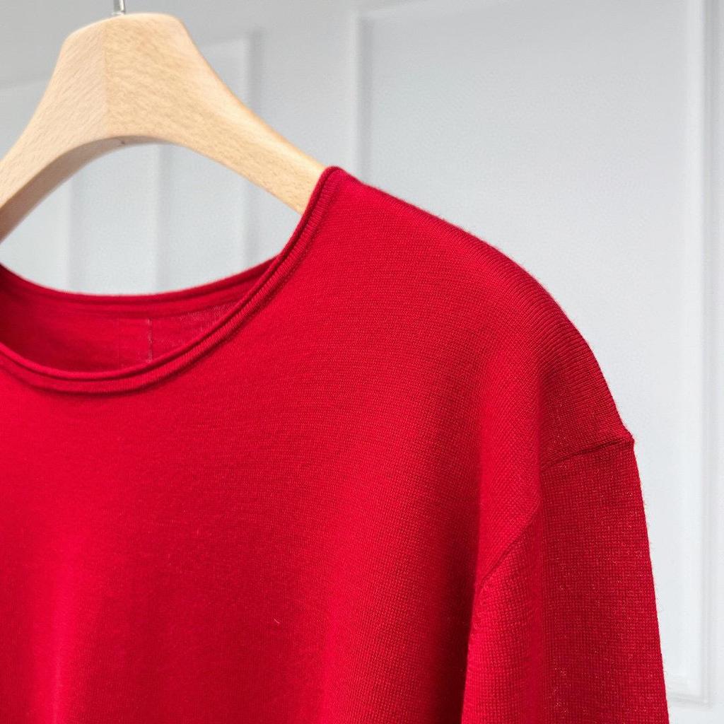 Festive Season Super120S Wool Crew Neck Rolled Edge Sweater