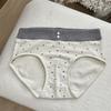 Female Autumn and Winter Sweet Retro Wave Point Cotton Antibacterial Extension Crotch No Trace Skin Briefs Hip Briefs