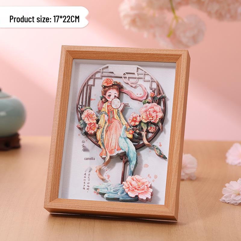 DIY 3D Пион Цветочный Бог Серия Фоторамка Бумажная Резьба Украшение