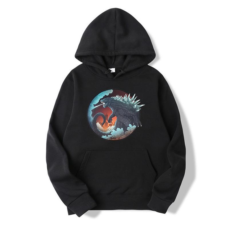 Godzilla Sweatshirt Adult Spring Autumn Hoodie with Hat Women Long Sleeve Clothes Pocket Cool Print Pullover Monster Clothes