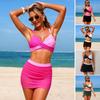Green Patchwork Bikini Set 2026 Women Pleate Cross Push Up High Waist Swimsuit Tankini Beach Bathing Suit Skirt 2 Piece Swimwear