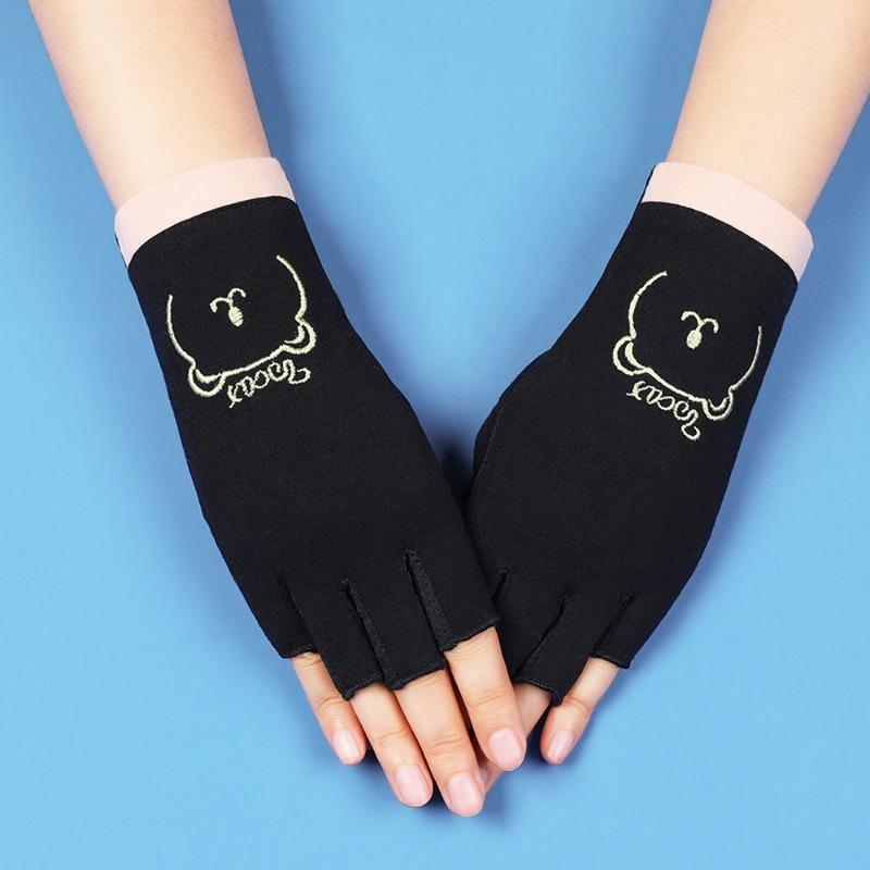 Sunscreen gloves with exposed fingers Thin women's summer driving, cycling, non-slip, anti-ultraviolet, tea picking, manicure, half-finger gloves
