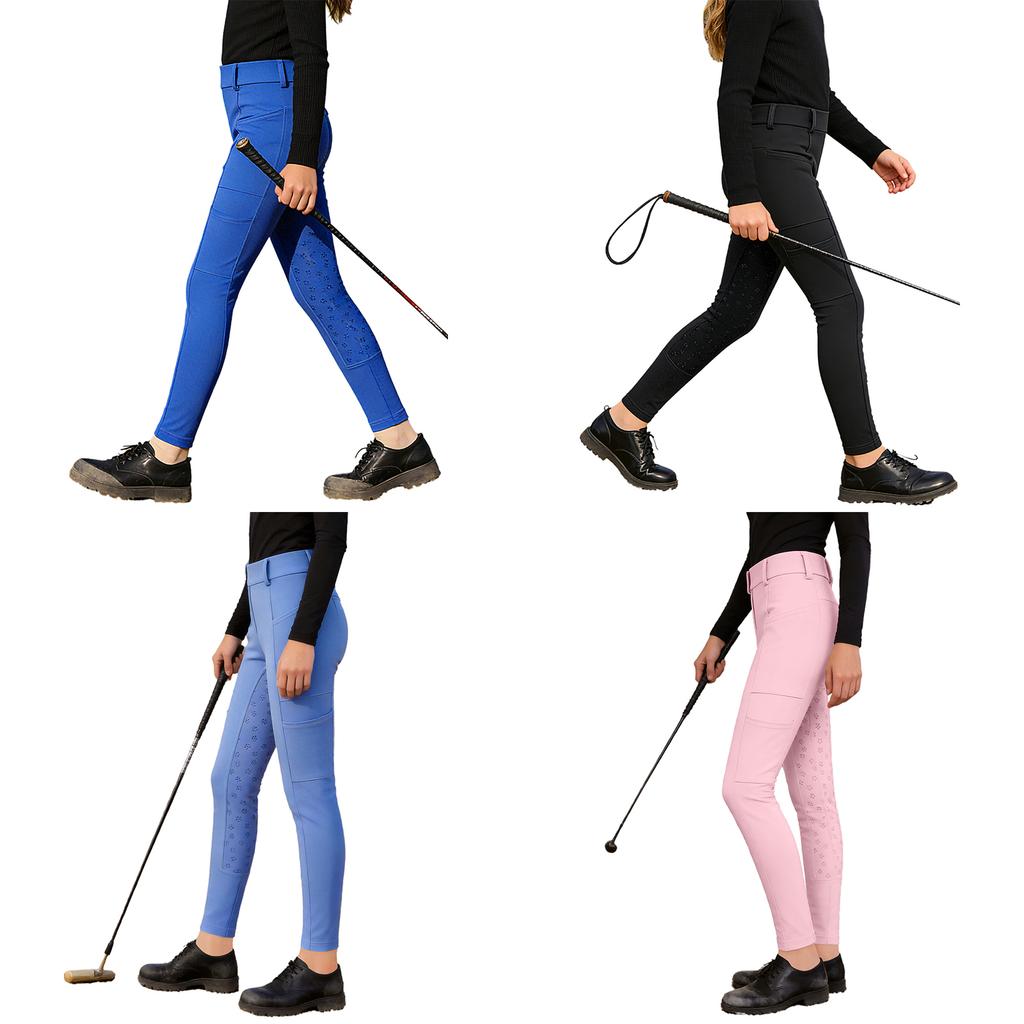 Kinder Reithosen Leggings Anti-Rutsch Vollbesatz mit mehreren Taschen für Jungen Mädchen Reitsport