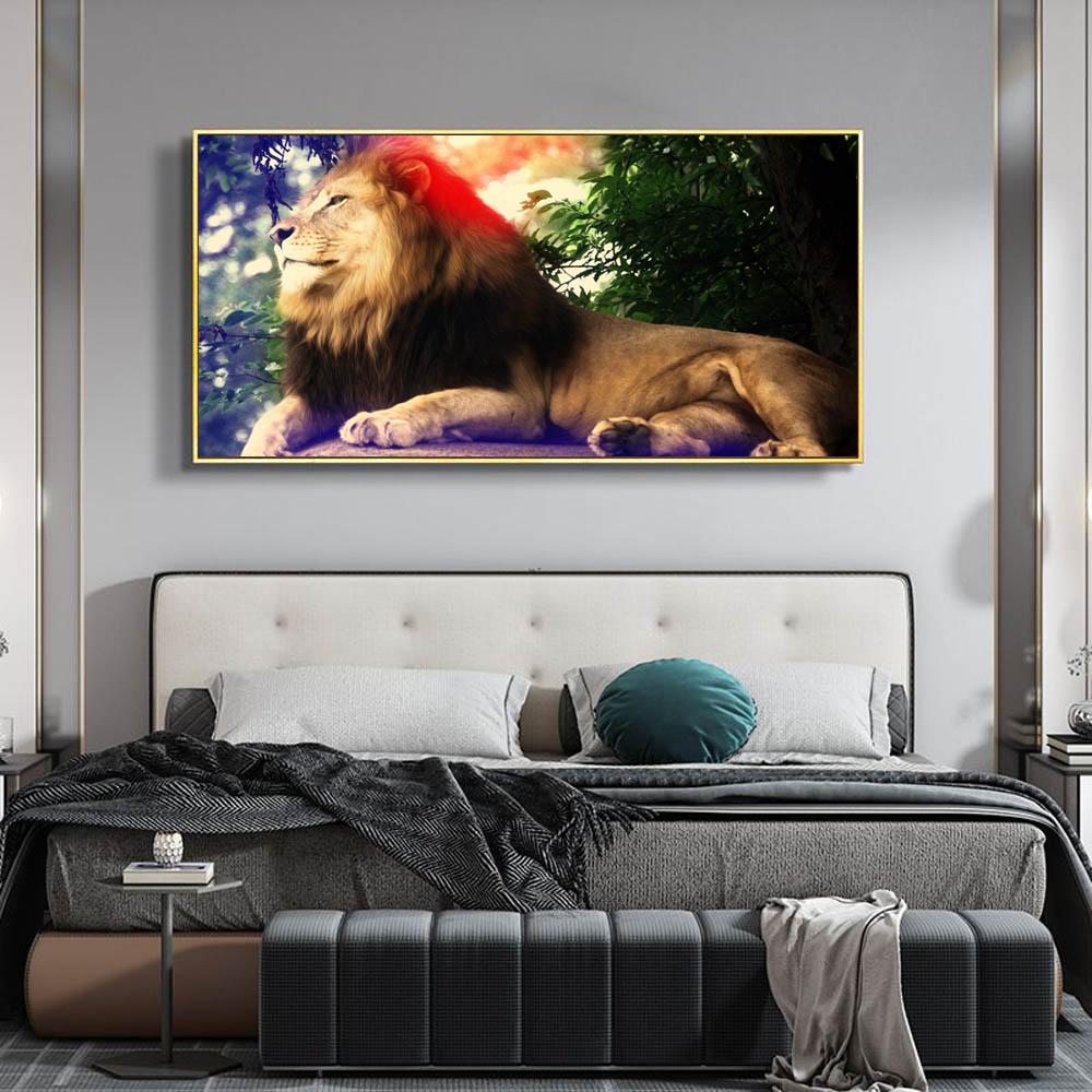 Pittura a olio animale leone cartone animato arte astratta pittura su tela soggiorno corridoio ufficio decorazione casa murale Senza Cornice